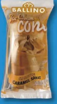 BALLINO Înghețată la vafă cu aromă de caramel sărat 55g