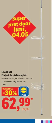 LIVARNO Etajeră duș telescopică