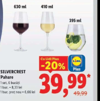 SILVERCREST Pahare 1 set, 6 bucăți