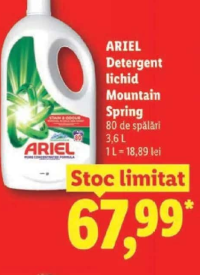 Ariel Detergent lichid Mountain Spring 3.6 L 80 de spălări