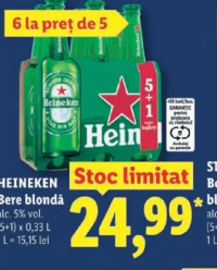 Heineken Bere blondă (5+1) x 0,33 L
