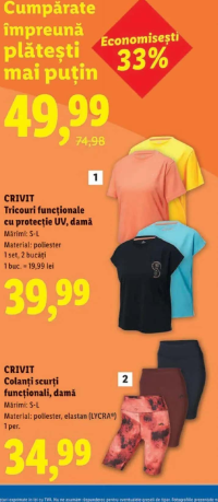 CRIVIT Set damă: Tricouri funcționale + Colanți scurți
