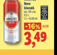 AMSTEL Bere blondă 5% vol. 0.5L