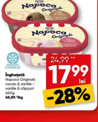 Napoca Originals Înghețată cacao & vanilie / vanilie & căpșuni 440g