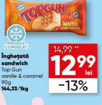 Top Gun Înghețată sandwich vanilie & caramel 90g
