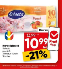 Selecta Hârtie igienică piersică 3 straturi 10 role 1 Pachet