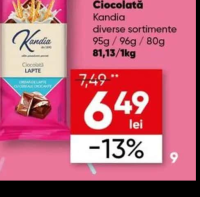 Kandia Ciocolată diverse sortimente 95g / 96g / 80g