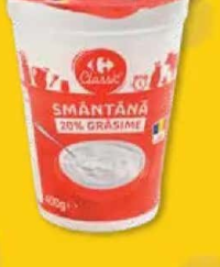 Carrefour Classic Smântână 400 g, 20% grăsime