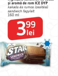 Înghețată sandwich cu cacao și aromă de rom ICE DYP 160 ml