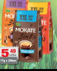 MOKATE XXL cafea instant 3in1, diverse sortimente 17g x 24buc