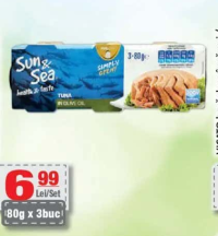 SUN&SEA conservă ton bucăți în ulei de măsline 80g x 3buc