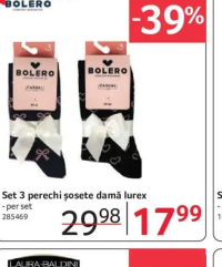 BOLERO Set 3 perechi șosete damă lurex