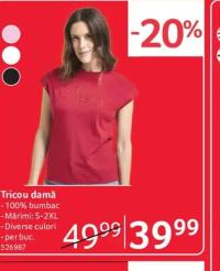 Tricou damă 100% bumbac Mărimi: S-2XL