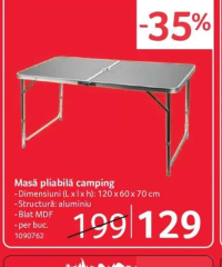 Masă pliabilă camping 120 x 60 x 70 cm aluminiu
