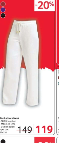 Pantaloni damă 100% bumbac Mărimi: S-2XL