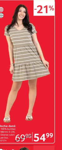 Rochie damă 100% bumbac Mărimi: S-2XL