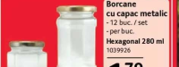 Borcan hexagonal 280 ml 12 buc./set