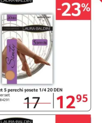 LAURA BALDINI Set 5 perechi șosete 1/4 20 DEN