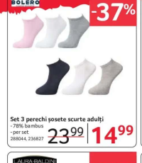 BOLERO Set 3 perechi șosete scurte adulți 78% bambus