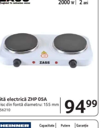 ZASS Plită electrică ZHP 05A 2000W