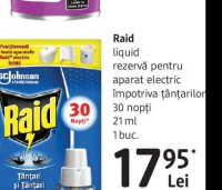 Raid liquid rezervă pentru aparat electric împotriva țânțarilor 30 nopți 21 ml 1 buc.