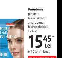 Purederm plasturi transparenți anti-acnee hidrocoloidali 22 buc