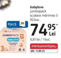 babylove jumbopack scutece mărimea 3 92 buc.