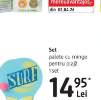 Set palete cu minge pentru plajă 1 set