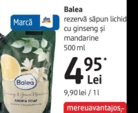 Balea rezervă săpun lichid cu ginseng şi mandarine 500 ml