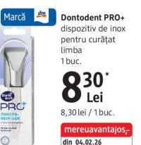 Dontodent PRO+ dispozitiv de inox pentru curățat limba 1 buc.