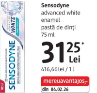 Sensodyne advanced white enamel pastă de dinți 75 ml