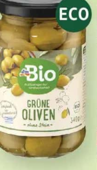 dmBio măsline verzi fără sâmburi 180 g