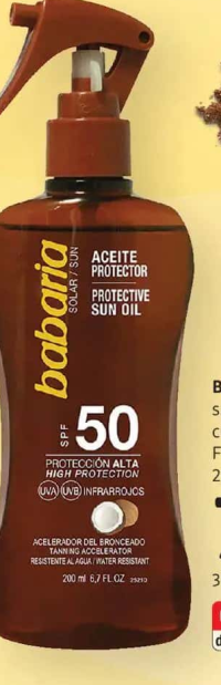 Babaria spray solar cu cocos FPS 50 200 ml