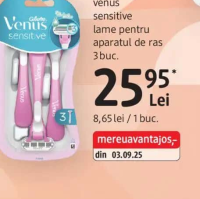 Gillette venus sensitive lame pentru aparatul de ras 3buc.