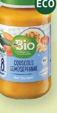 dmBio meniu de legume și cușcuș pentru bebeluși 8+ 220 g