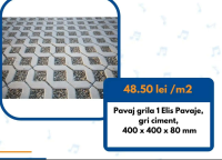Pavaj grila 1 Elis Pavaje, gri ciment, 400 x 400 x 80 mm