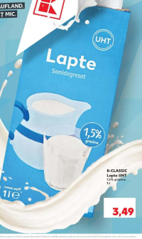 K-CLASSIC Lapte UHT 1,5% grăsime 1l