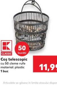 CLASSIC Coș telescopic cu 50 cleme rufe
