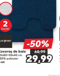 Livarno Home Covoraș de baie 50x80+50x40 cm 100% poliester 1 set 2 bucăți