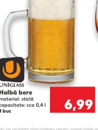 UNIGLASS Halbă bere 0.4 l