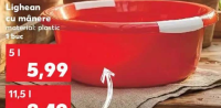 Lighean cu mânere plastic 5 l 1 buc