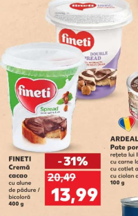 FINETI Cremă cacao cu alune de pădure / bicoloră 400 g