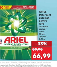 ARIEL Detergent automat pentru rufe mountain spring / color 60 de utilizări 3,9 kg