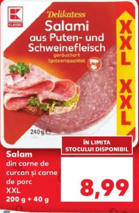 K-Classic Salam din carne de curcan și carne de porc XXL 240g