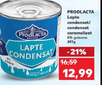 PRODLACTA Lapte condensat/ condensat caramelizat 8% grăsime 397g
