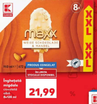 K-Classic maxx Înghețată migdale ciocolată albă 8x120 ml