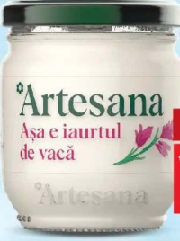 Artesana Iaurt natur de vacă 3,5% grăsime 160 g