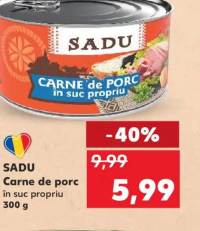 SADU Carne de porc în suc propriu 300 g