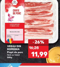 VREAU DIN ROMÂNIA Piept de porc fără os feliat 500g