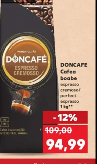 DONCAFE Cafea boabe espresso cremoso/ perfect espresso 1 kg
